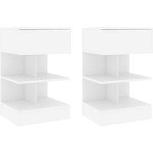 vidaXL - Nachtkastjes - 2 - st - 40x35x65 - cm - bewerkt - hout - wit