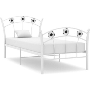 vidaXL - Bedframe - met - voetbaldesign - metaal - wit - 90x200 - cm