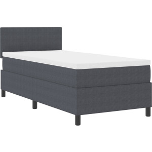 vidaXL - LED - Box - Spring - Bed - Donkergrijs - en - Wit - 80 - x - 200 - cm - Corduroy - stof