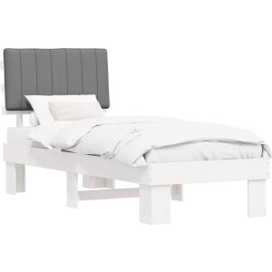 vidaXL - Bedframe - met - Gevoerde - Hoofdbord - Lichtgrijs - 75 - x - 190 - cm