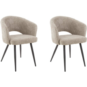 Dimehouse Set van 2 eetkamerstoelen Cargo Bouclé Zand - Stof - Scandinavisch & Basic