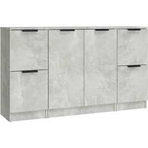 vidaXL - Dressoirs - 3 - st - bewerkt - hout - betongrijs