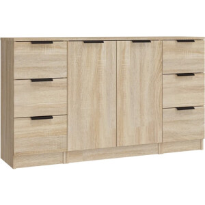 vidaXL - Dressoirs - 3 - st - bewerkt - hout - sonoma - eiken