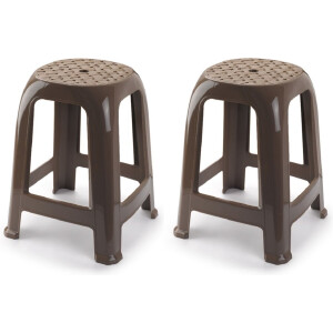 1x stuks opstap krukje/keukenkrukje/verhoger opstapjes taupe bruin 37 x 37 x 46,5 cm - Keuken/badkamer/kasten opstapjes of krukjes/zitjes