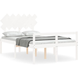vidaXL - Seniorenbed - met - hoofdbord - massief - hout - wit - 120x200 - cm
