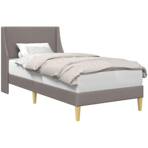 vidaXL - Bedframe - Effen - met - hoofdeinde - Taupe - 90 - x - 200 - cm - Stof