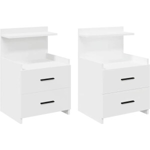 vidaXL - Nachtkastjes - 2 - st - met - 2 - lades - wit - 40x36,5x62 - cm