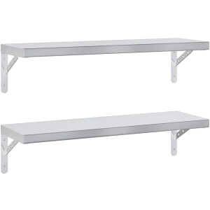 vidaXL Wandschappen - Roestvrij staal - 75x23,5 cm Zwevende Wandschap - Wandschapsset - Roestvrijstalen Wanddecoratie - Wandopbergingsmogelijkheden - Multifunctionele Wandplank