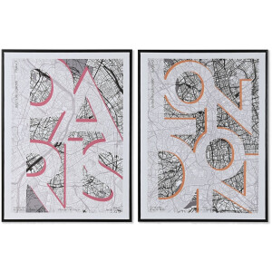 Schilderij Home ESPRIT Wit Zwart Loft 60 x 3 x 80 cm (2 Stuks)