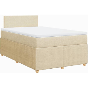 vidaXL - Boxspring - met - matras - stof - crèmekleurig - 120x200 - cm