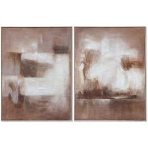 Schilderij Home ESPRIT Wit Bruin Abstract Modern 92 x 3,8 x 122 cm (2 Stuks)