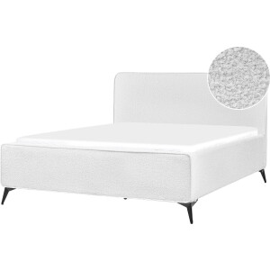 BELIANI VALOGNES - Bed - Gebroken wit - 160 x 200 cm - Bouclé