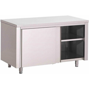Gastro-Inox RVS Werkbank 1300(l)x600(d)x850(h)mm Met Schuifdeuren, Gastro-Inox 302.036