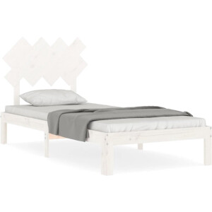 vidaXL - Bedframe - met - hoofdbord - massief - hout - wit