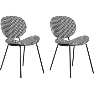 BELIANI LUANA - Eetkamerstoel set van 2 - Zwart/Wit - Polyester