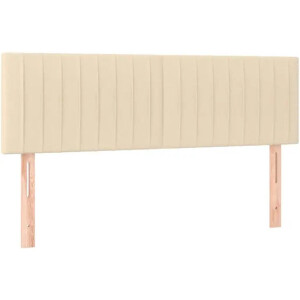 vidaXL - Boxspring - met - matras - stof - crèmekleurig - 140x190 - cm