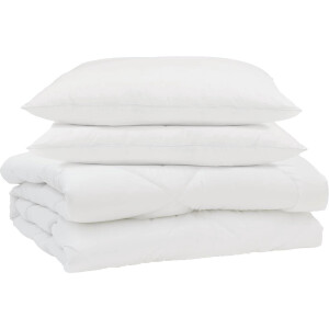 vidaXL - Zomer - Deken - met - kussen - 3 - pcs - Wit - Microvezel