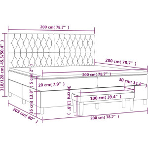 vidaXL - Boxspring - met - matras - stof - zwart - 200x200 - cm