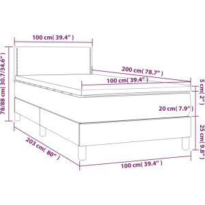 vidaXL - Boxspring - met - matras - stof - zwart - 100x200 - cm