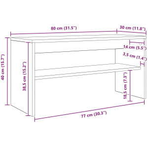 vidaXL - TV - Kast - Zwart - Eiken - 80 - x - 30 - x - 40 - cm - Bewerkt - hout
