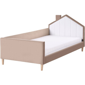 KERVAN - Eenpersoonsbed - Lichtbruin - 90 x 200 cm - Fluweel