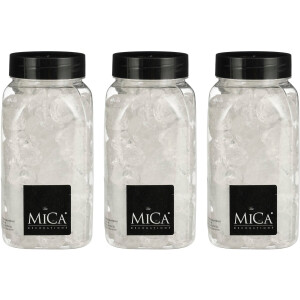Mica Decorations decoratie steentjes - 3x - groot - 650 ml - 25-30 mm - transparant - siergrind
