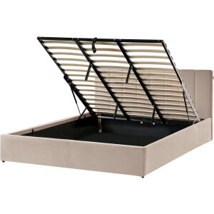 BELIANI DREUX - Bed met opbergruimte - Taupe - 180 x 200 cm - Fluweel