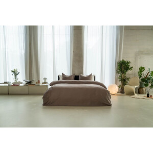Kayori Saya Dekbedovertrek Katoensatijn - 200x200-220 + 2 slopen - Tweepersoons - Biologisch Katoen - Taupe