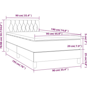 vidaXL - Boxspring - met - matras - stof - donkerbruin - 90x190 - cm