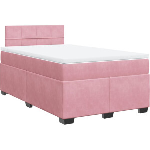 vidaXL - Boxspring - met - matras - fluweel - roze - 120x190 - cm