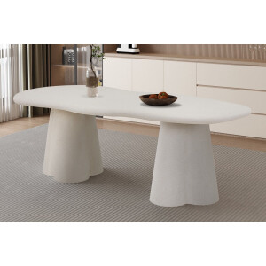 Tafel 'Faro' 220 cm Organisch Cement H 76 x L 219.5 x B 99.5 cm