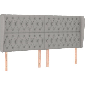 vidaXL - Hoofdbord - met - randen - 183x23x118/128 - cm - stof - lichtgrijs