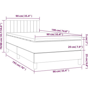 vidaXL - Boxspring - met - matras - stof - lichtgrijs - 90x190 - cm