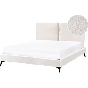 BELIANI MELLE - Tweepersoonsbed - Gebroken wit - 140 x 200 cm - Bouclé