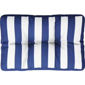 vidaXL - Palletkussen - gestreept - 50x40x12 - cm - stof - blauw - en - wit