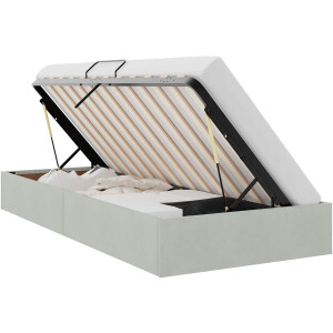 vidaXL - Ottoman - Bedframe - met - opslag - Lichtgrijs - 90 - x - 200 - cm - Fluweel