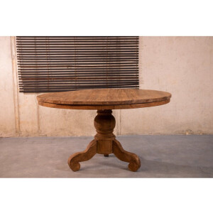 D - Livingfurn - Eetkamertafel DK Rond - Teak Hout - Klassieke Poot - 140 cm