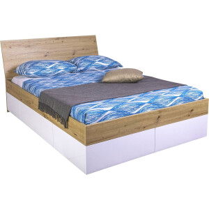 B Bright Opbergbed Mundi met laden - 140 x 200 cm - artisan oak/white