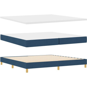 vidaXL - Boxspring - bed - met - matras - met - hoofdeinde - Blauw - 200 - x - 200 - cm - Stof