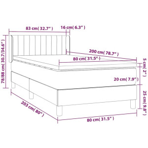 vidaXL - Boxspring - met - matras - stof - donkerbruin - 80x200 - cm