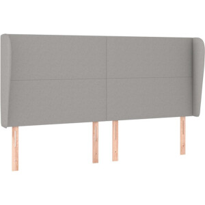 vidaXL - Hoofdbord - met - randen - 163x23x118/128 - cm - stof - lichtgrijs