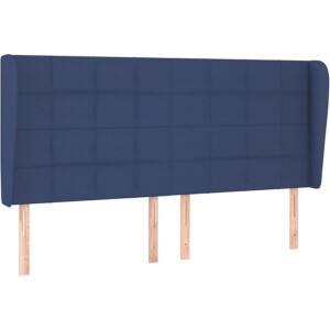 vidaXL - Hoofdbord - met - randen - 203x23x118/128 - cm - stof - blauw