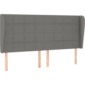 vidaXL - Hoofdbord - met - randen - 183x23x118/128 - cm - stof - donkergrijs