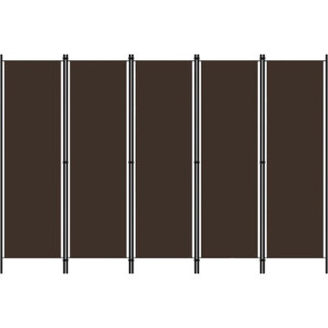 vidaXL - Kamerscherm - met - 5 - panelen - 250x180 - cm - bruin