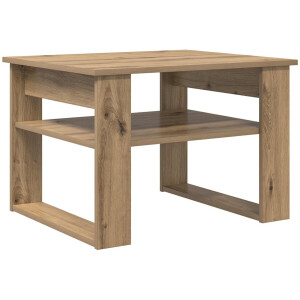 vidaXL - Salontafel - Artisan - Eiken - 64 - x - 54 - x - 44 - cm - Bewerkt - hout