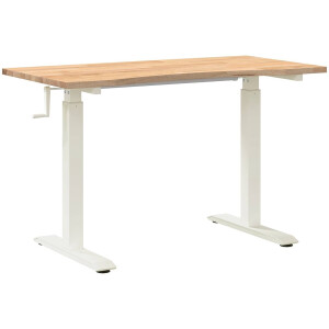 vidaXL - Bureau - Wit - en - Natuurlijk - 120 - x - 60 - cm - Massief - Eikenhout