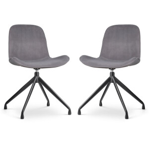 Nolon Nola-Fé Eetkamerstoelen Set van 2 Velvet Grijs - Draaibaar - Fluweel - Zwart Metalen Poten
