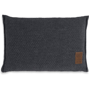 Knit Factory Jesse Sierkussen - Rechthoekig kussen - Kussen woonkamer - Bank kussen - Decoratie kussen - Antraciet - 60x40 cm - Kussenhoes inclusief kussenvulling