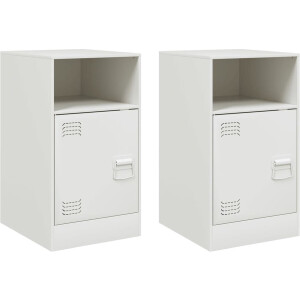 vidaXL - Nachtkastjes - 2 - st - 34,5x39x62 - cm - staal - wit