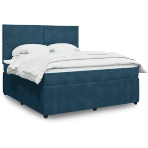 vidaXL - Boxspring - met - matras - fluweel - donkerblauw - 180x200 - cm